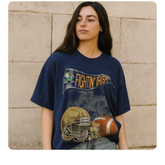 Nutmeg SZ L Notre Dame Single Stitch Fightin' Irish Tee NWT Rare - Picture 1 of 8